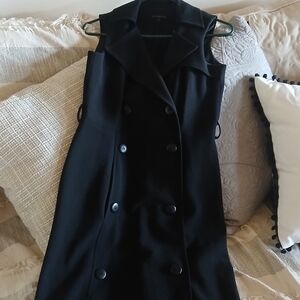 David Meister Black Sleeveless Double-Breasted Dress